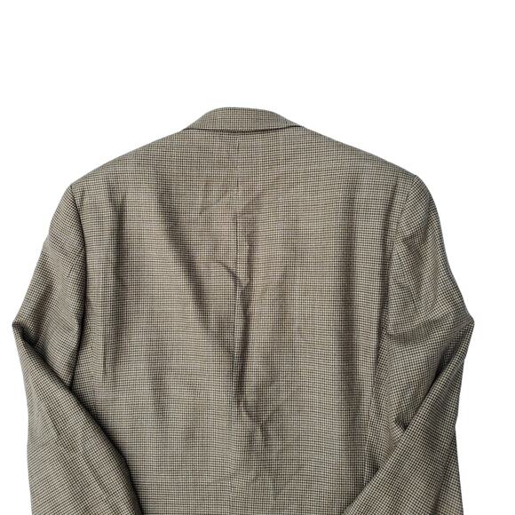 Lauren Ralph Lauren Brown Tan Silk Wool Houndstooth Blazer Jacket Sport Coat 44L - Picture 5 of 11
